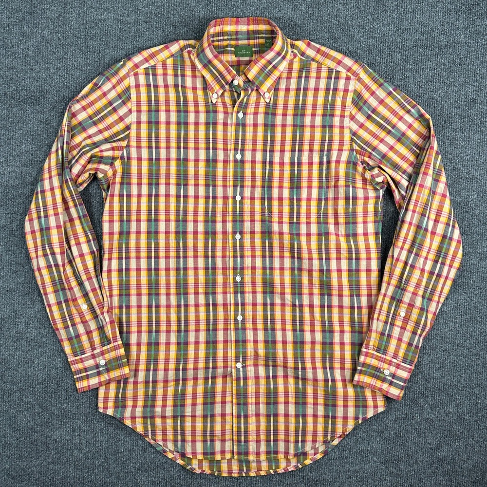 Sid Mashburn Men's Plaid Button Down Shirt Multi Color Cotton Madras Size Medium